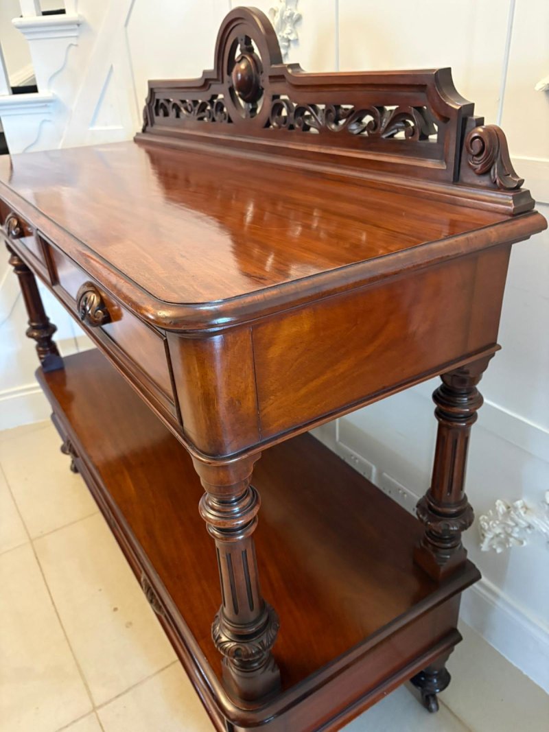 Antique English Victorian Mahogany Sideboard / Buffet Server Dumbwaiter with Gallery Back - Image 13